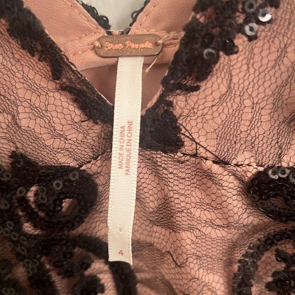 Free People Night Shimmer Black Lace Mini Cocktail Dress Size 4 - Picture 8 of 11